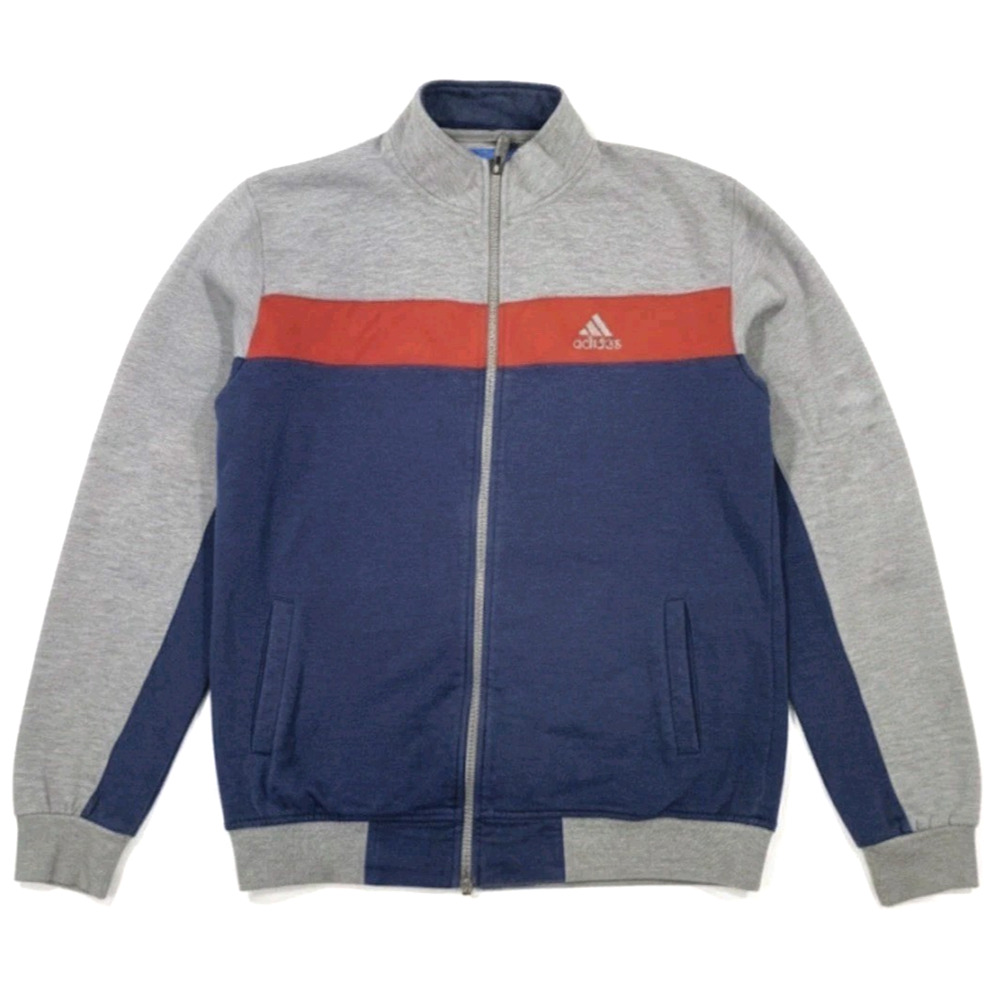 Adidas Track Jacket Mens XXL Red Gray Blue Original Trefoil Logo Full Zip